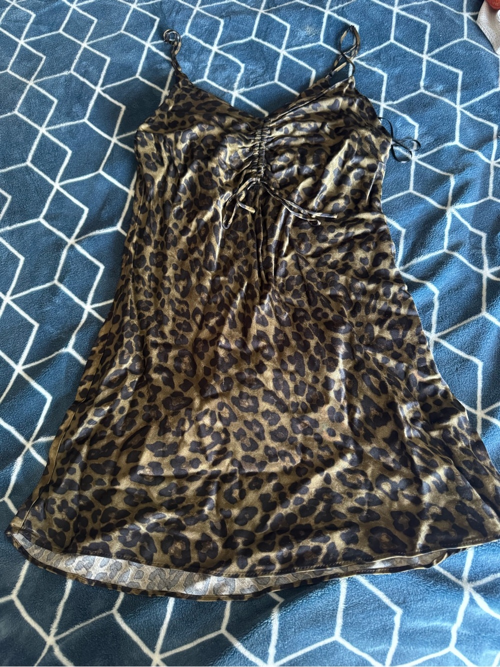 Zara silk cheetah print mini dress